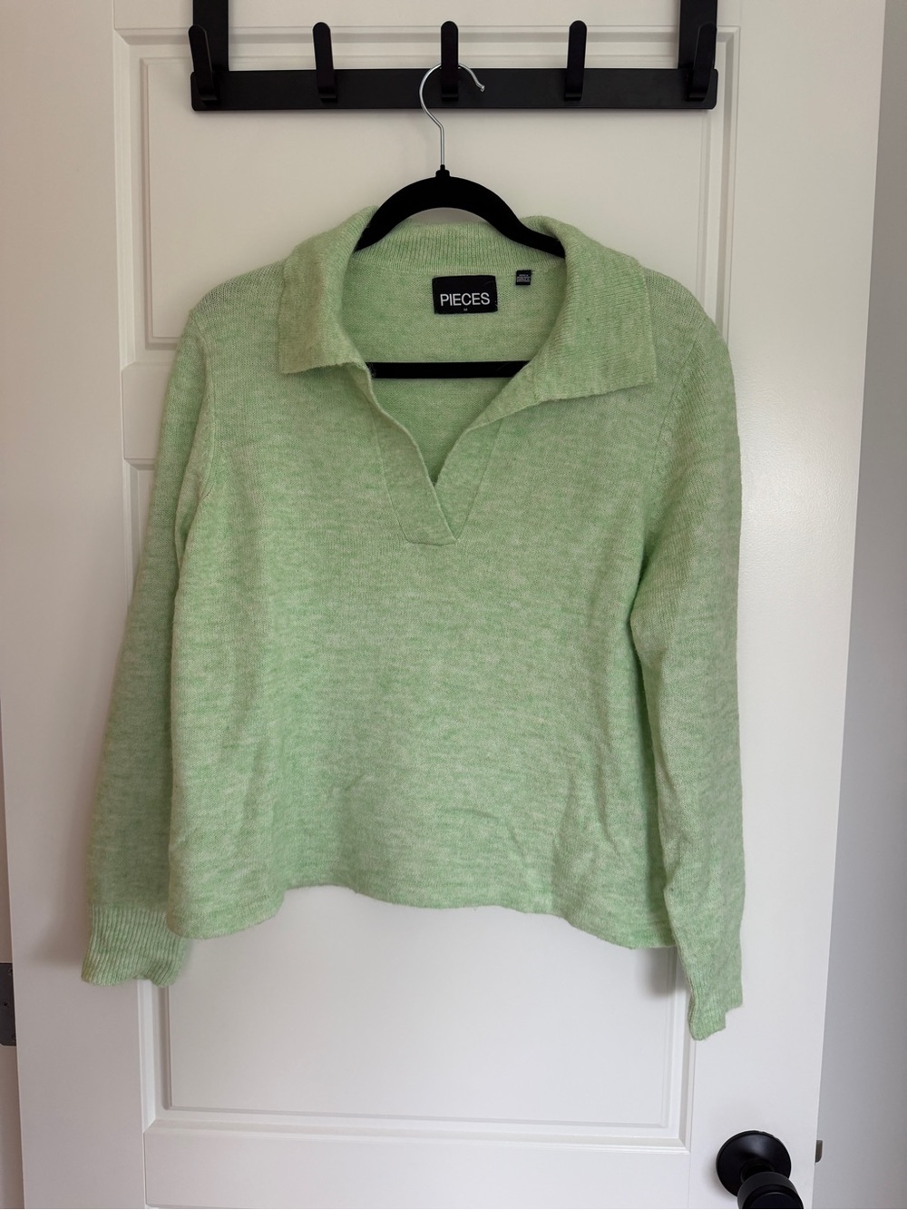 Revolve PIECES Light Green Collared Knit Pullover